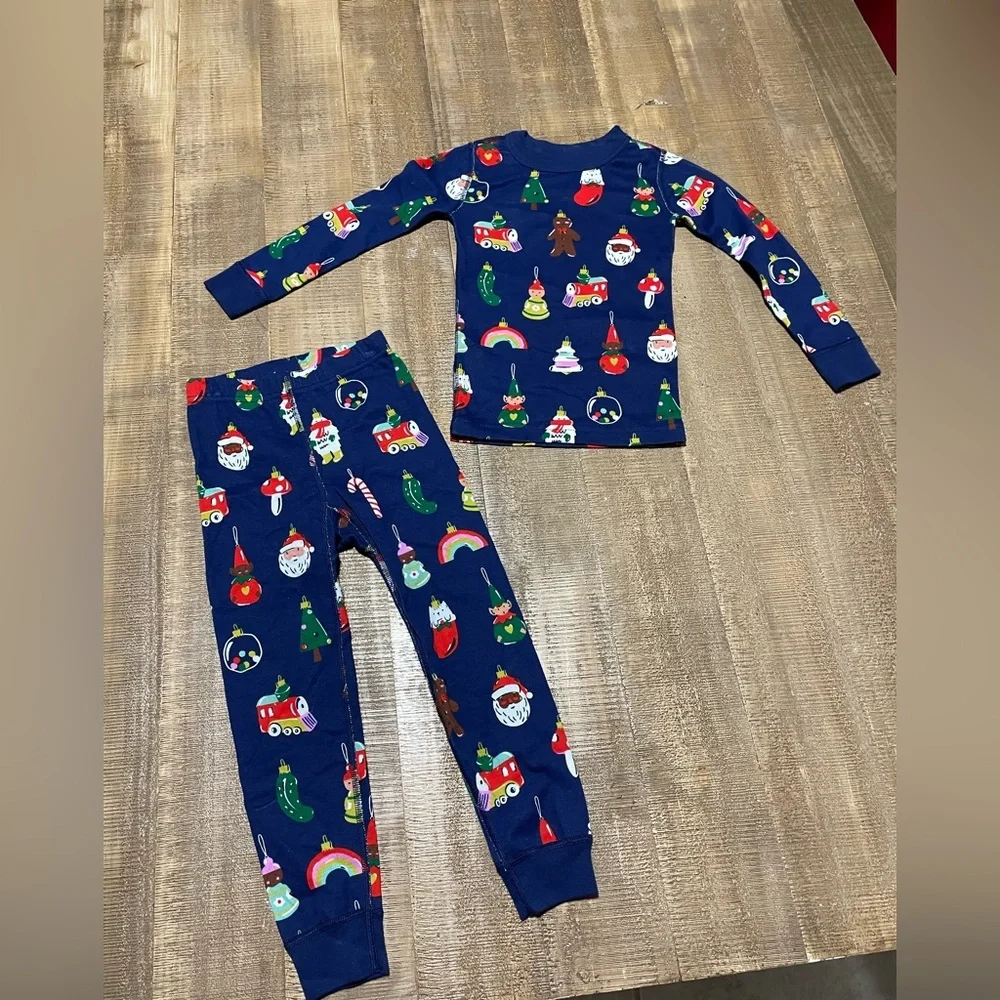 Hanna Andersson Kids Pajama Set - Navy with Holiday Prints